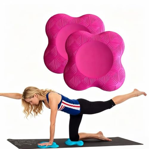 ZEALTOP Lot de 2 coussinets de yoga extra épais pour genoux, coudes, poignets, mains, tête, yoga, pilates, entraînement à genoux (rose rouge)