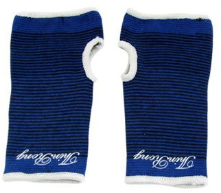 Ruilogod 2Pcs Blue White Trimmed Pinstripe Stretchy Wrist Palm Support