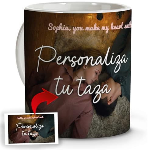 LolaPix Tazas personalizadas. Regalos personalizados con foto. Regalos Originales para Mujer Joven. Regalo Madre. Taza personalizada de cerámica. Regalo Personalizado Foto. Taza Enamorados Blanca