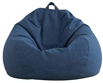 AD.CON Poltrona a Sacco Indoor con riempimento di perle EPS, Puff, poltrona relax, cuscino da seduta, cuscino da pavimento, Bean Bag (XL, Blu navy)