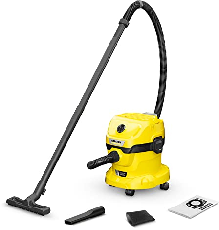 Kärcher 18 V Aspirador en seco y húmedo WD 2-18, función de soplado, Recipiente de plástico: 12 l, Manguera: 1,8 m, Filtro de Espuma y Fieltro, Boquilla para seco-húmedo, sin batería