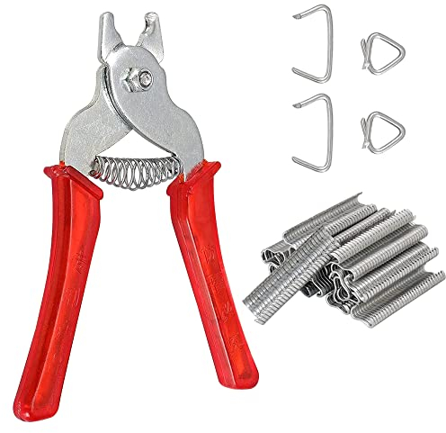 mizikuu Pince à Anneau de Porc, 600 anneaux de porc galvanisés Kit de pinces droites à ressort Multifonctionnel résistante à la rupture pour tapisserie, clôture, tendeur, saucisse et viandes