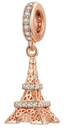 Charm-Anhänger aus 925er-Sterlingsilber, Momente, Reise, Paris, Eiffelturm, klarer Zirkonia, Schmuck