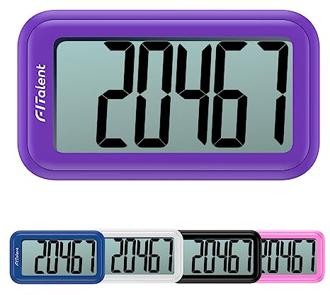 Pedometer for Walking Steps, 3D Accurate Simple Pedometer, Step Counter for Kids Men Women Seniors, Step Tracker with Clip Lanyard, Purple
