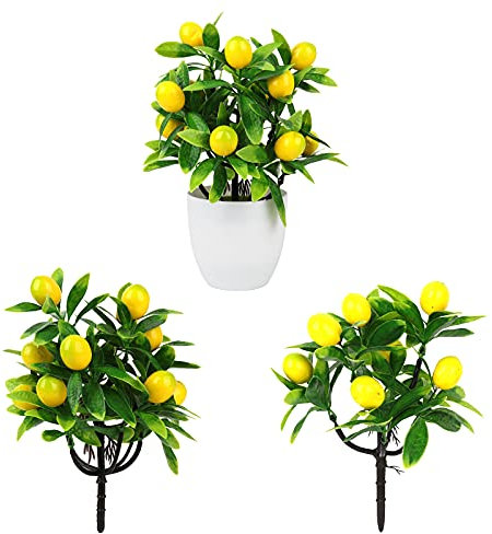 Künstliche Topfpflanzen, Künstliche Zitronenbaum-Topfpflanzen, Künstliche Mini-Topfpflanzen, Gefälschte Zitronenfrucht, Bonsai-Kunstpflanzen für Zuhause, Tisch, Schreibtisch, Büro,(#1)