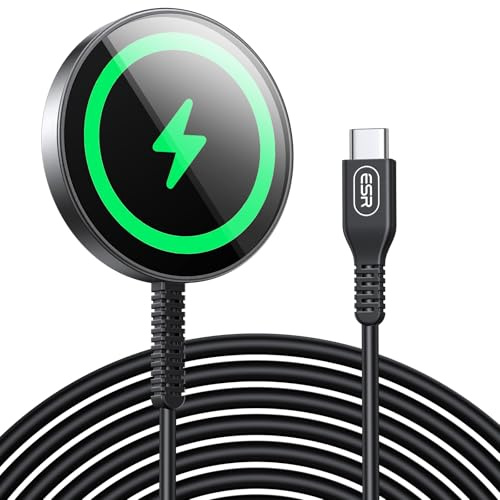 ESR Mini Chargeur sans Fil HaloLock, Chargeur Compatible avec MagSafe, Compatible avec Les Séries iPhone 17/17e/16/15/14/13/12, Samsung Galaxy S26 Series, Fixation Magnétique Puissante, Noir