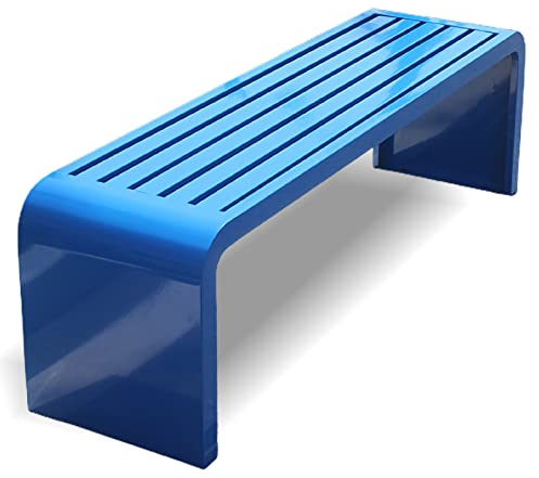 ETKIN Gartenbank Metall, 2-12 Sitzer Sitzbank, Gartenbank Wetterfest, Gartenbank Ohne Lehne, Parkbank bis 225kg belastbar, Terrassenbank für Garten, Balkon, Terrasse,Blau,180x40x45cm