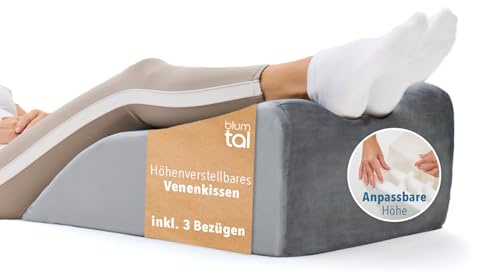 Blumtal cojín ergonómico para Venas - cojín para piernas Regulable en Altura contra piernas Pesadas - cojín de posicionamiento para Adultos - cojín para Venas con Funda Lavable en Gris