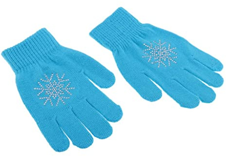 Courtieyeardceastea Eislaufhandschuhe für Mädchen, Damen, Kinder, magischer Stretch-Handschuh, grüne Blume, Größe M, gelbe Schneeblume