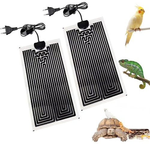 Dhqkqg Tapis Chauffant Reptile, 2PCS 14W Tapis Chauffant Terrarium, Coussin Chauffant Terrarium Réglable, Tapis Chauffant pour Reptiles, Tortue, Serpents, Lézard, Gecko (15x28cm)