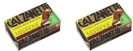 Calzanetto Spugna lucidante scarpe in pelle, Pulisce lucida rinnova e protegge, Lucido per scarpe stivali borse, Marrone (Confezione da 2)