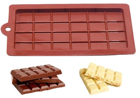 Schokoladenform Silikon Tief Schokoladentafel Form Silikon Schokolade Formen Quadratische Schokoladen Silikonform Gießformen Schokolade Back-Silikonform Für Herstellung Von Schokolade 18,9x9,7x0,9CM