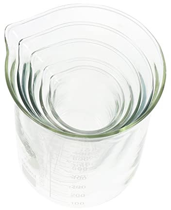 Cabilock 5piezas Vasos Medidores De Vidrio Transparente Unidades Para y Medición Precisa