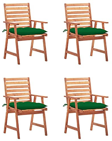 ShGaxin Garten-Essstühle 4 STK Gartenmöbel, Balkonstühle, Chair Outdoor, Balkonmöbel, Gartensessel, Relaxsessel, Bistrostuhl, Garten Stühle, Armlehnenstuhl, mit Kissen Massivholz Akazie