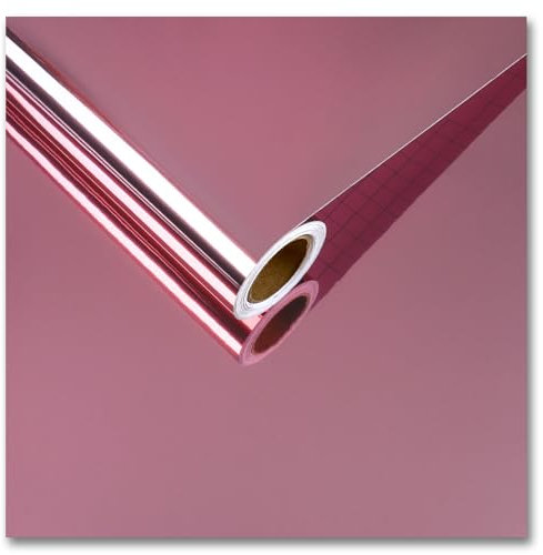 CRE8TIVE Papier Peint Adhesif Mural Miroir Rose Décoratif Rose Vinyle Adhesif Effet Chrome Film Autocollant Meuble Impermeable Papier Miroir Comptoir DIY Salle de Bain Fenêtres 30cm x 200cm