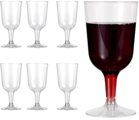 C&S Homestore 6 x 170ml/6oz Clear Hard Plastic Wine Glasses, Sturdy & Reusable Glasses for Cocktails, Champagne, Dessert Wine Cups