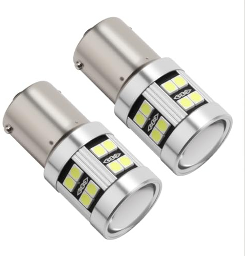 1156 P21w Ba15s LED Bulb 6000K White 6W Super Bright 24-SMD 3030 12V-24V LED Light Bulbs for RV Interior Lights Auto Backup Reverse Tail Turn Signal Light Stop DRL Lights Rear Fog Lamp(Pack of 2)