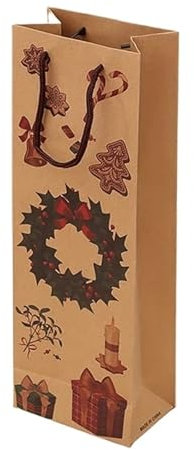 GSJNHY Weinflaschen Taschen 12Pcs Weihnachten Kraft Papier Wein Flaschen Taschen Mit Griff Santa Schneemänner Rotwein Verpackung Tasche Neue Jahr Navidad Party Geschenk Beutel(B)