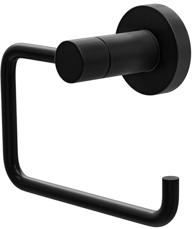 Amig - Portarrollos de baño para Papel higiénico Mod. Gorliz-4 - Soporte Rollo de WC con Tornillos incluidos - 125 x 63 x 97 mm - Acero Inoxidable - Negro Mate