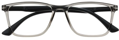 OPULIZE NYX Occhiali luce blu donna e uomo - Occhiali da lettura Antibagliore - Occhiali per computer - Protezione UV - Rettangolare - Grigio - + 1.00