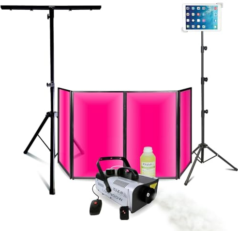 Ibiza - Pack Lumière DJ Façade 1200 x 700 - Machine fumée Ibiza LSM900W - Pied Support Éclairage - Support Tablette - Soirée Fête