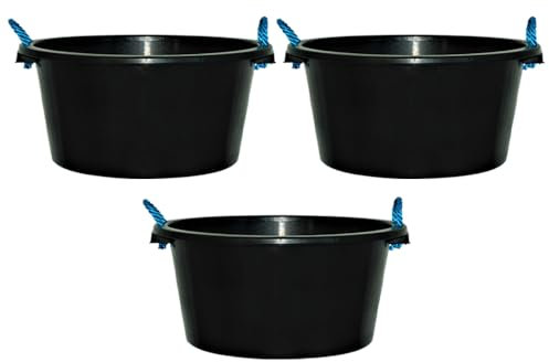 CHPL Black | 70L Plastic Rope Bucket with Blue Rope Handle | Multipurpose Heavy Use Tub Storage Bucket [ 59cm X 34cm] (3)