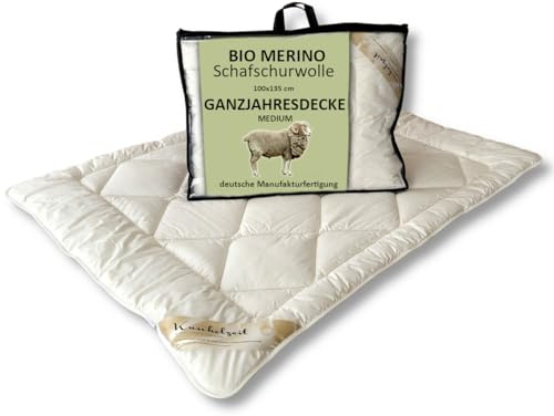 Meivita Bio Merino Schafschurwolle Ganzjahresdecke aus KBA und kbT Kinderdecke in 100x135 cm
