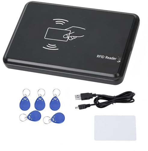 Risegun RFID Lesegerät, USB RFID ID Kartenleser 125Khz USB RFID Reader mit 5 Schlüsselanhänger