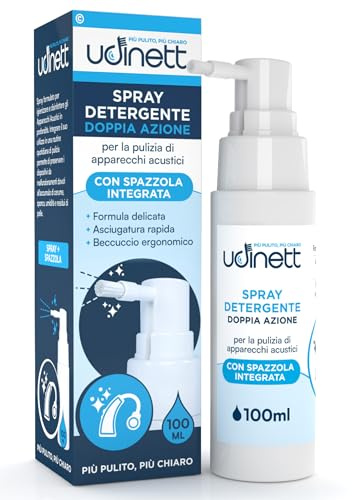 Spray de Limpieza de Audífonos 100ml Udinett - Spray con Cepillo para la Suciedad y Cerumen - Limpieza de Auriculares Bluetooth - Efecto Limpio Inmediato - Fórmula sin Alcohol