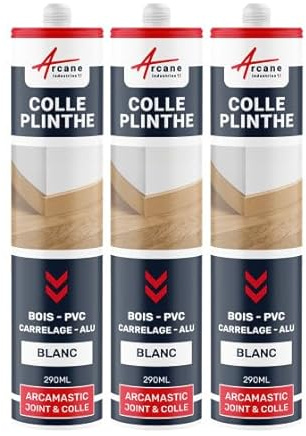 Colla per battiscopa in legno e per e piastrelle, di facile applicazione ARCASEALANT - 43-290 ml x 3 Bianco - ARCANE INDUSTRIES