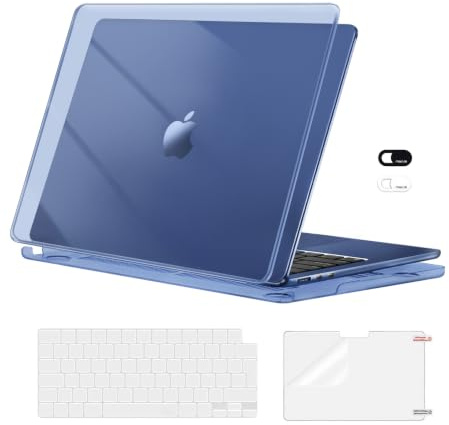 MOSISO Kompatibel mit MacBook Air 13 Zoll Hülle M5 M4 M3 M2 2026-2022 | Hartschale&Tastaturschutz&Displayschutz&Webcam Abdeckung für MacBook Air 13,6 A3449 A3240 A3113 A2681, Kristall Mitternacht