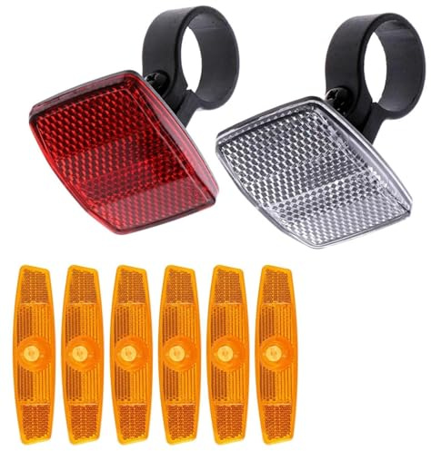 MonoSora Set di 10 riflettori per bicicletta, riflettori anteriori e posteriori, in bianco, rosso, giallo, per la sicurezza stradale