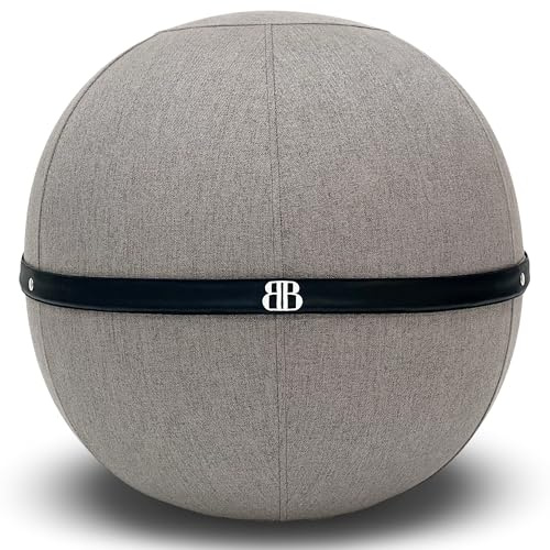 The Bliss Ball Pelota Oficina para Sentarse - Pelota Silla Trabajo y Yoga - Balón ergonómico antidolor de Espalda - Asiento dinámico y Postura Mejorada - Capacidad de 180 kg - Antideslizante (Gris)