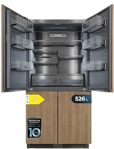 Cecotec Frigoríficos 4 Puertas Integrable Total No Frost de 526L Bolero CoolSilver 4D BI 526 Elite D. 200 cm de Alto, 57 cm de Ancho, Clase D, Pure CoolMatrix, Freshness Flex HUB, CryoFreeze HUB