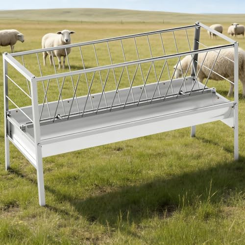Pasture Hay Feeder with Deeper Feeding Pan, 90 Gallon Large Capacity Goat Hay Rack, 2 in 1 Livestock Hay Feeder, Pasture Feeder for Goat, Sheep, Foal, Horses, Cows