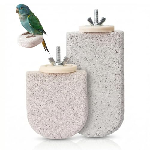 ZMaglorian 2 Stück Mineralstein Vogel Sitzstange, EIS-am-Stiel Design Natürliche Knabberstange, Für Wellensittiche Nymphensittiche, Als Vogelkäfig Zubehör Zum Schnabel- & Krallenpflege Spielzeug