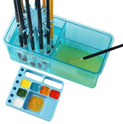 Brush Cleaning Cup - Multifunctional Paint Brush Holder 18.5x8.8cm, Storage Rack With Palette, ABS | Artist Student Hobby Painter Craft Teacher Beginner Acrylic Watercolor Oil Painting Accessories Stu