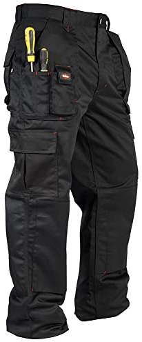 Lee Cooper Herrars last arbetskläder byxa multiverktyg knäskydd fickbyxor svart 34 W/29 L