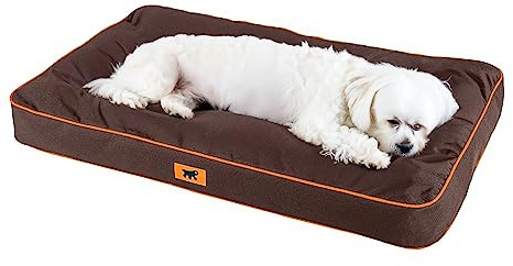 FERPLAST - Hund- och kattmatta - ortopedisk säng för små hundar - hundsäng - kattbädd - vattentät och reptålig - polo, 65 x 40 x h 8 cm, brun
