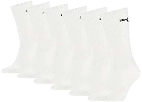 PUMA Unisex Sportsocken Cush Crew Sportsocke, Weiß, 43-46 EU , 6 Stück (1er Pack)