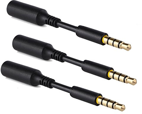 Accessonico 3 Pack Headset Audio Jack Extender, 3.5mm Headphone AUX Extension Adapter for Juice Pack, for Battery Charger Case, Power Case, for Smartphones, Tablets