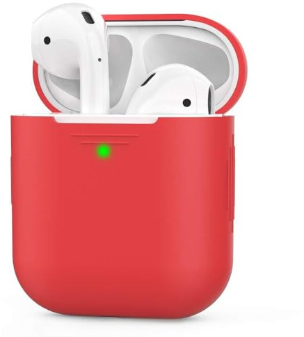AHASTYLE AirPods Case Estuche de Silicona [LED Frontal Visible] Compatible con Apple AirPods 2 (2019) (Rojo)