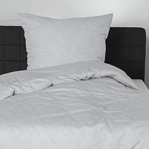Bierbaum Bettwäsche 3292, Satin Basic, Designed in Germany, silber 03, Fischgrat-Muster, 135x200 + 80x80 cm