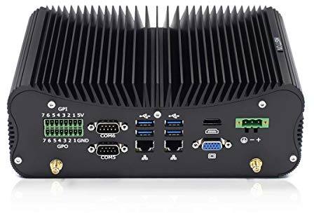 HISTTON Lüfterloser industrieller Mini PC DDR4 Core i5-10210U 16GB RAM, 512GB SSD, Mini PC Windows 10 Pro HDMI & VGA RS485 / 232 COM GPIO Mini Desktop Computer, USB 3.0