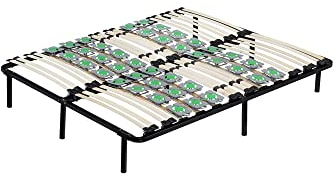i-flair Metallbett Tellerlattenrost 140x200 cm auf 9 x Füßen, Gästebett Ergo IF55 mit Tellerfedern und Stauraum - für alle Matratzen und Betten geeignet