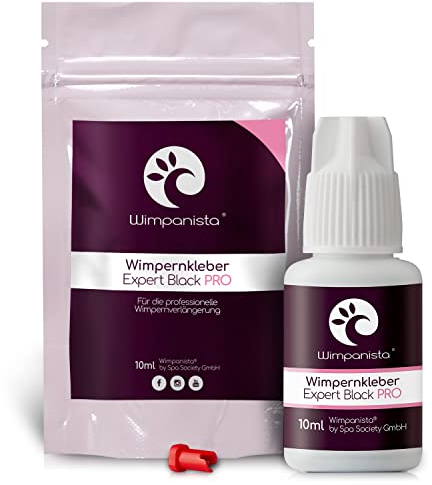 Wimpanista® Wimpernkleber Expert Black PRO (10ml) für die Wimpernverlängerung, 0.5-1 Sek. Trocknungszeit, Farbe Schwarz
