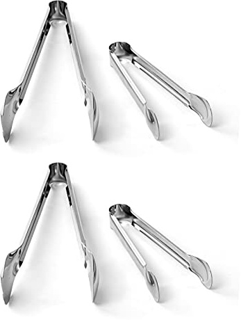HAC24 4er Set Servierzange Edelstahl Küchenhelfer Zange Servierbesteck Grillzange Salatbesteck Küchenzange Salatzange