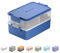 Linoroso Bento Lunch Box for Adults with 3 Compartments Lunchbox with Sauce Container and Utensils, Bento Boxes for Microwave and Dishwasher Plastic BPA-Free As Sandwich Snack Salad Box - Classic Blue