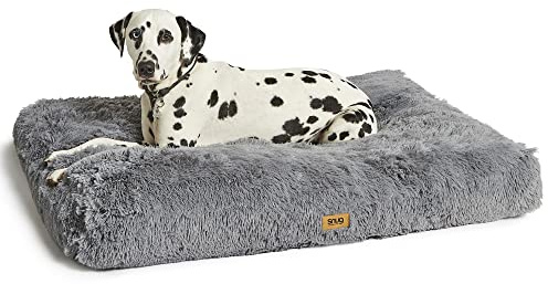 Snug Super Fluffy Extra Large Dog Bed - Super Soft, Cosy and Comfortable Cat Dog Pet Bed Pillow Mattress Sofa Cushion with Non-Slip Base and Machine Washable Cover – XL – 120 x 80 x 11cm - Grey