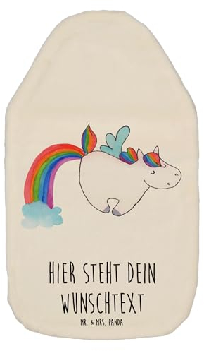 Mr. & Mrs. Panda Personalisierte Wärmflasche Einhorn Fliegendes Pferd - Weiß